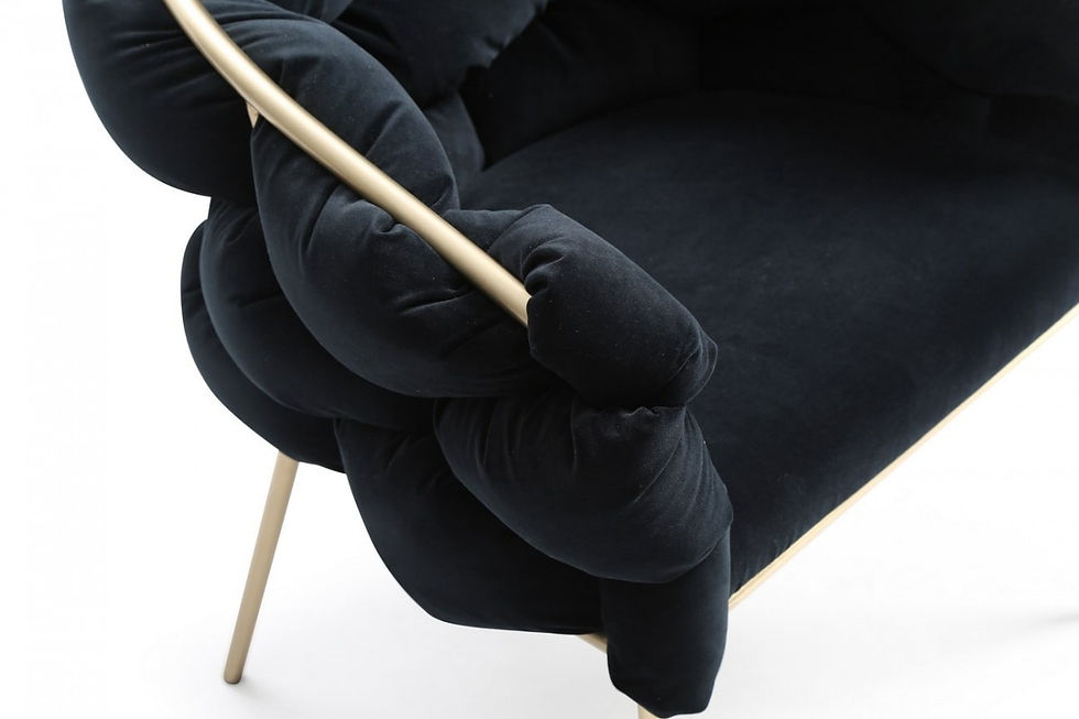 Thumbnail: Black and Brass Upholstered Fabric Dining Arm Chair