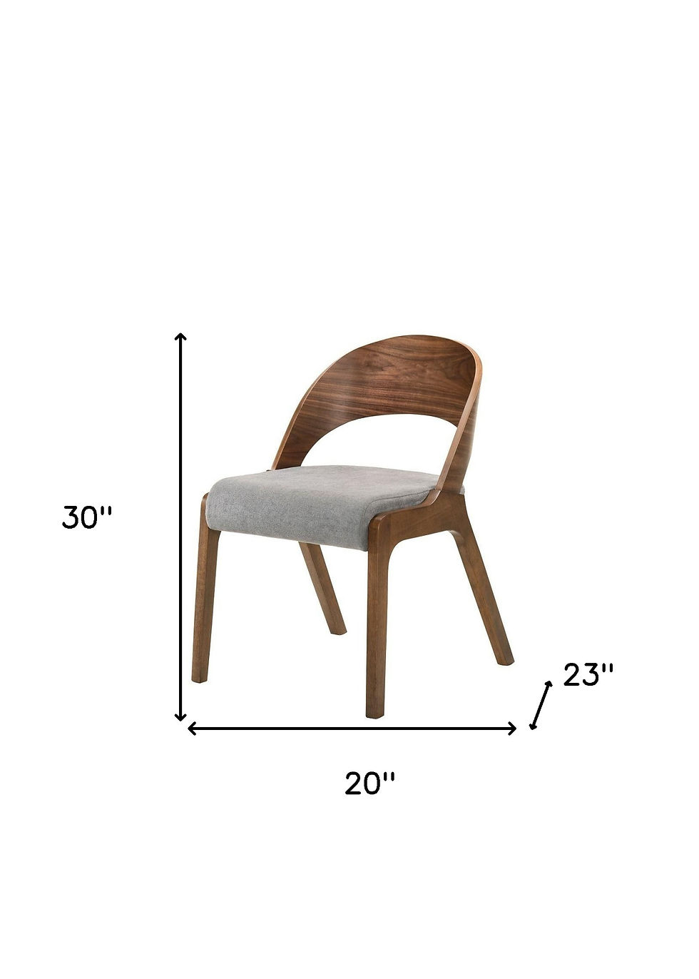 Thumbnail: Set of Two Gray and Brown Upholstered Fabric Curved Back Dining Side Chairs