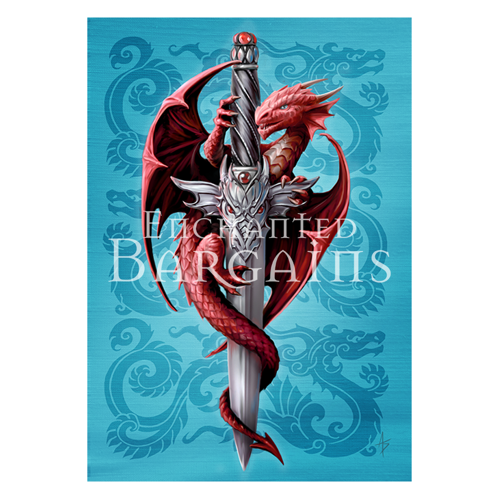 Dragon & Dagger - Pack of 6 Anne Stokes Blank Greetings Cards with Envelopes