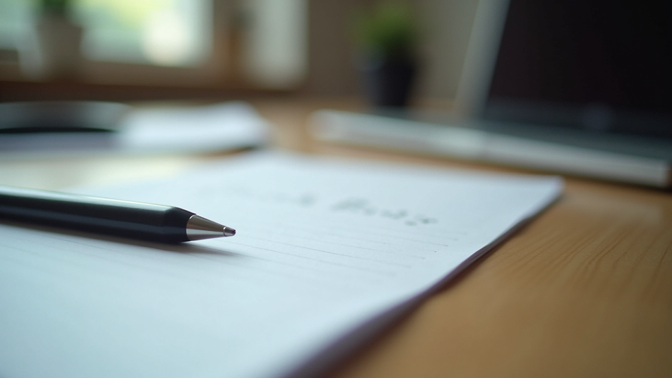 Close-up view of a social worker's desk with therapy notes and a laptop