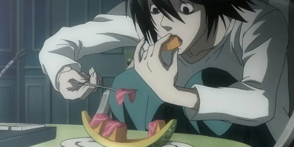 L sitting and eating