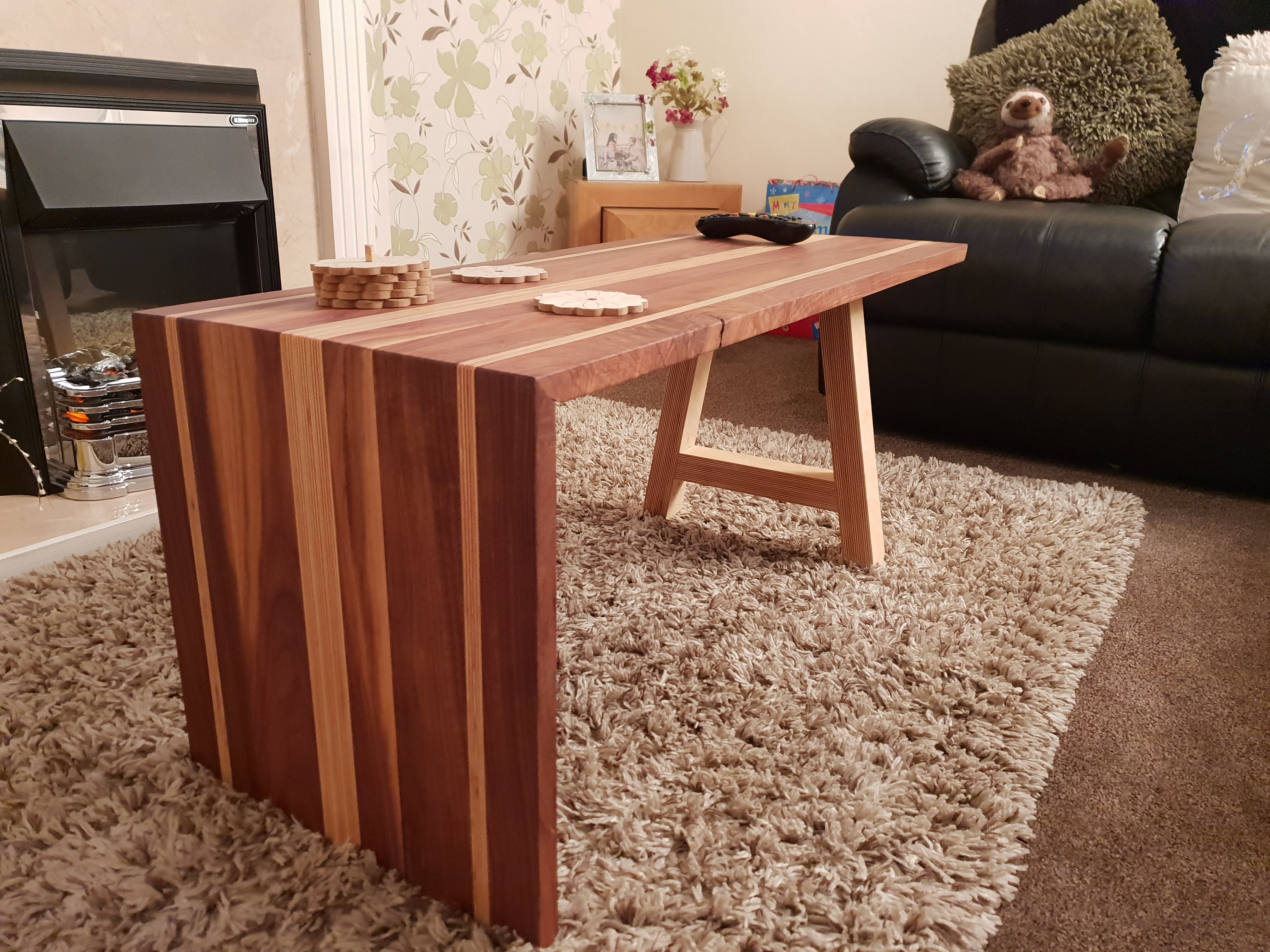 English cherry and plywood coffee table