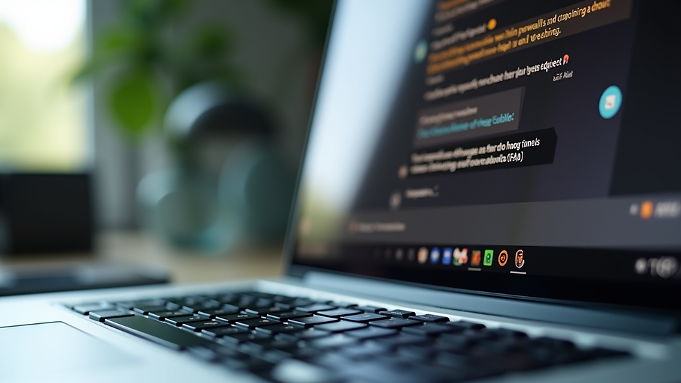 Close-up view of a laptop screen showing a live chat window