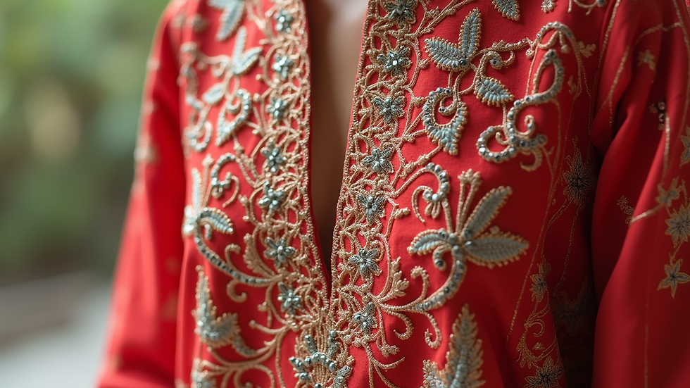 Close-up view of a Sobia Nazir embroidered lawn suit showcasing detailed thread work
