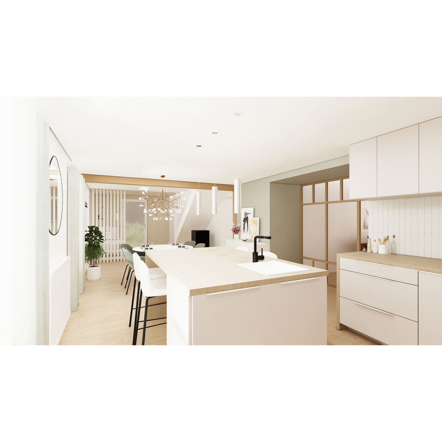 Projet d'architecture intérieure d'une cuisine et d'un séjour