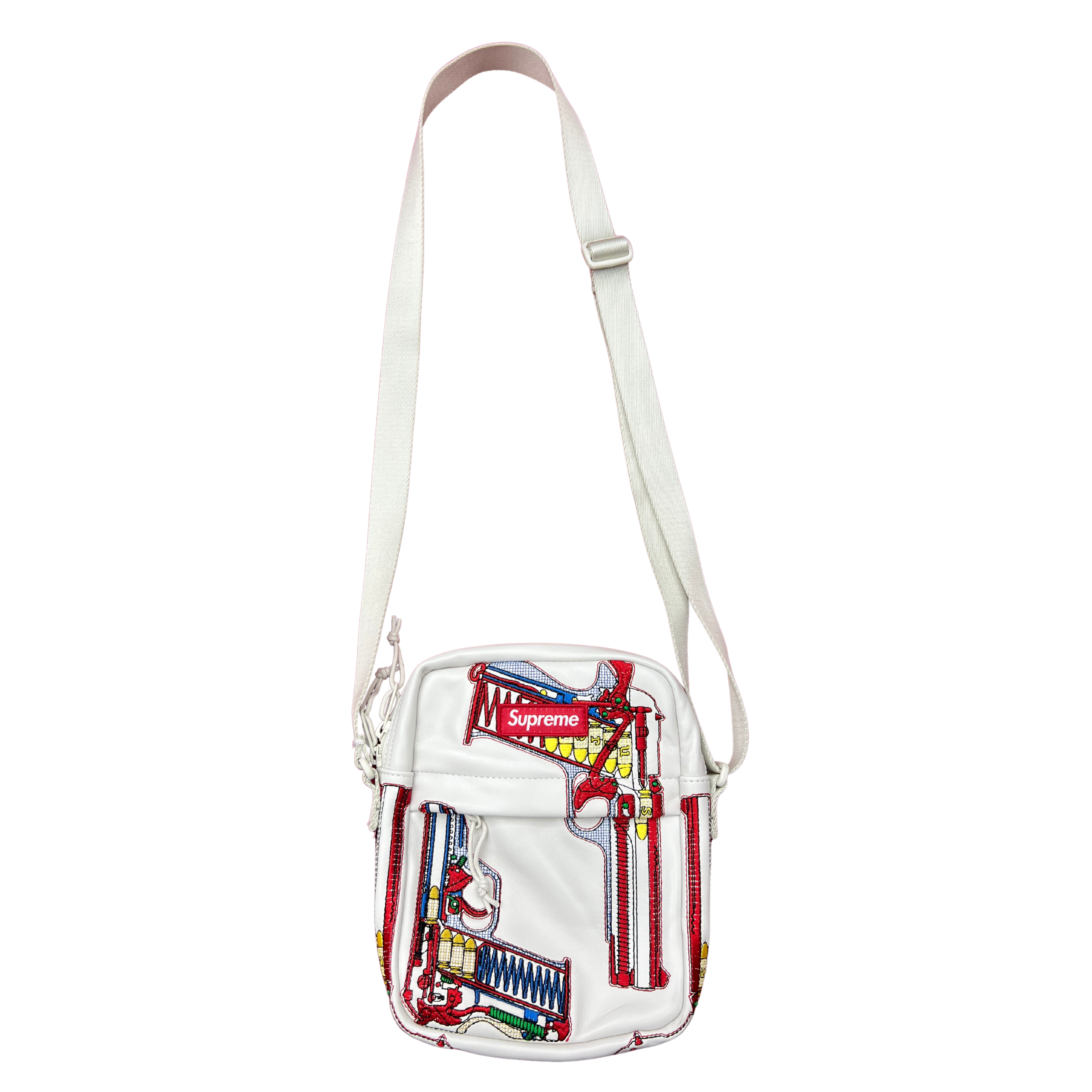 Supreme Guns Embroidered Leather Shoulder Bag