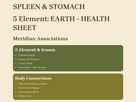 5-ELEMENT: EARTH. Spleen & Stomach Meridians