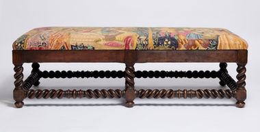 867 barley twist upholstered traditional ottoman upholstered bench tapestry antique finish