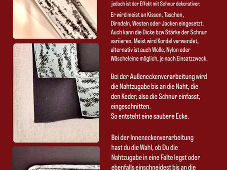Paspelband oder wie man früher sagte: Keder