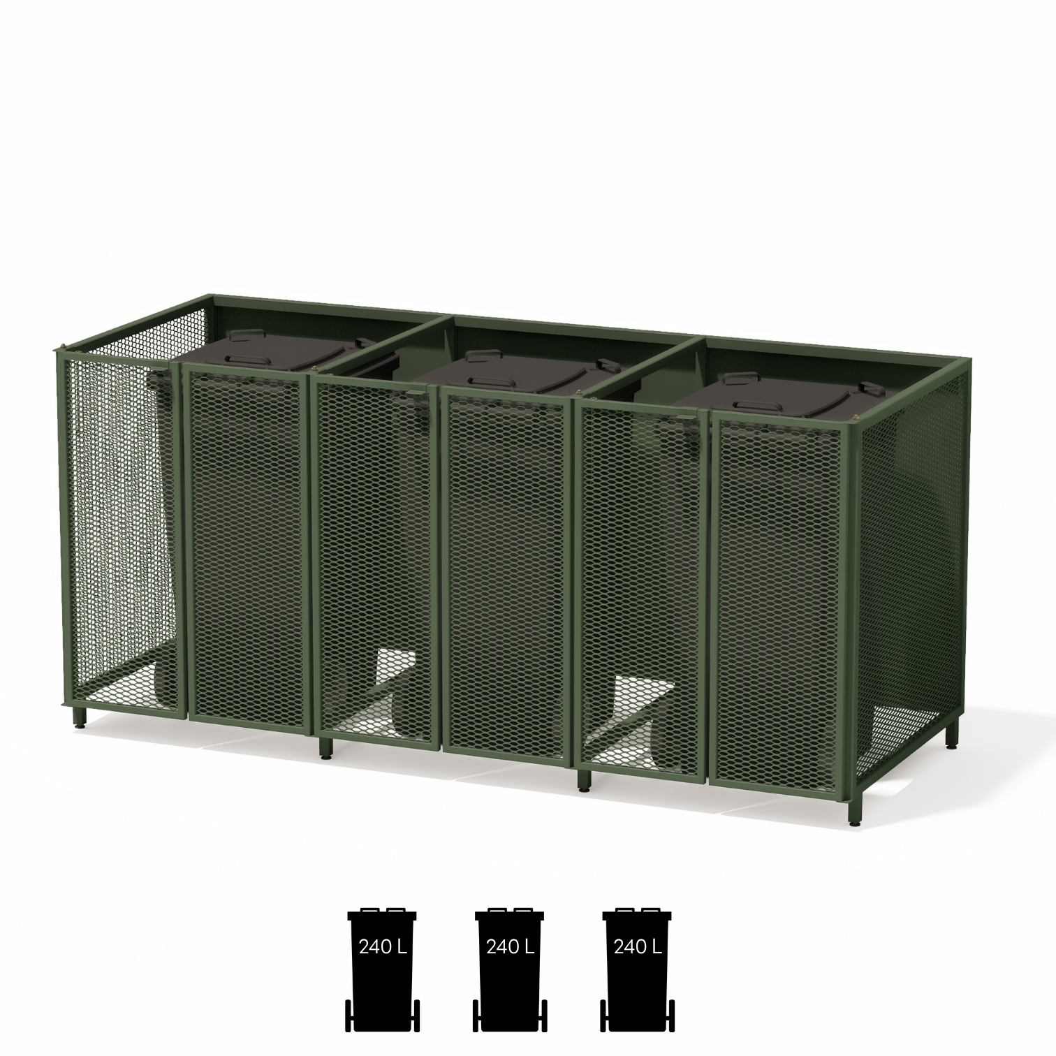 Affaldsbeholder skjul: 3 x 240 L