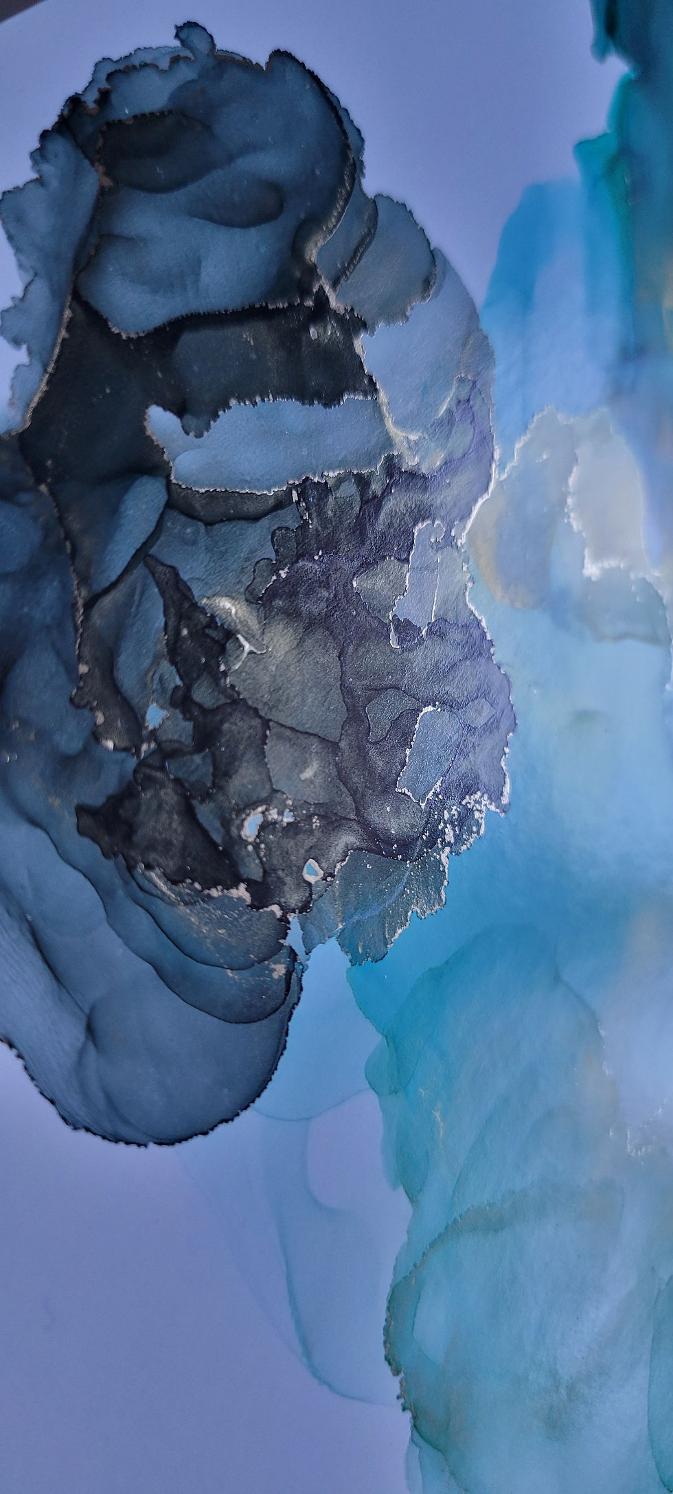Miniatura: Abstract blue and gray fluid art canvas