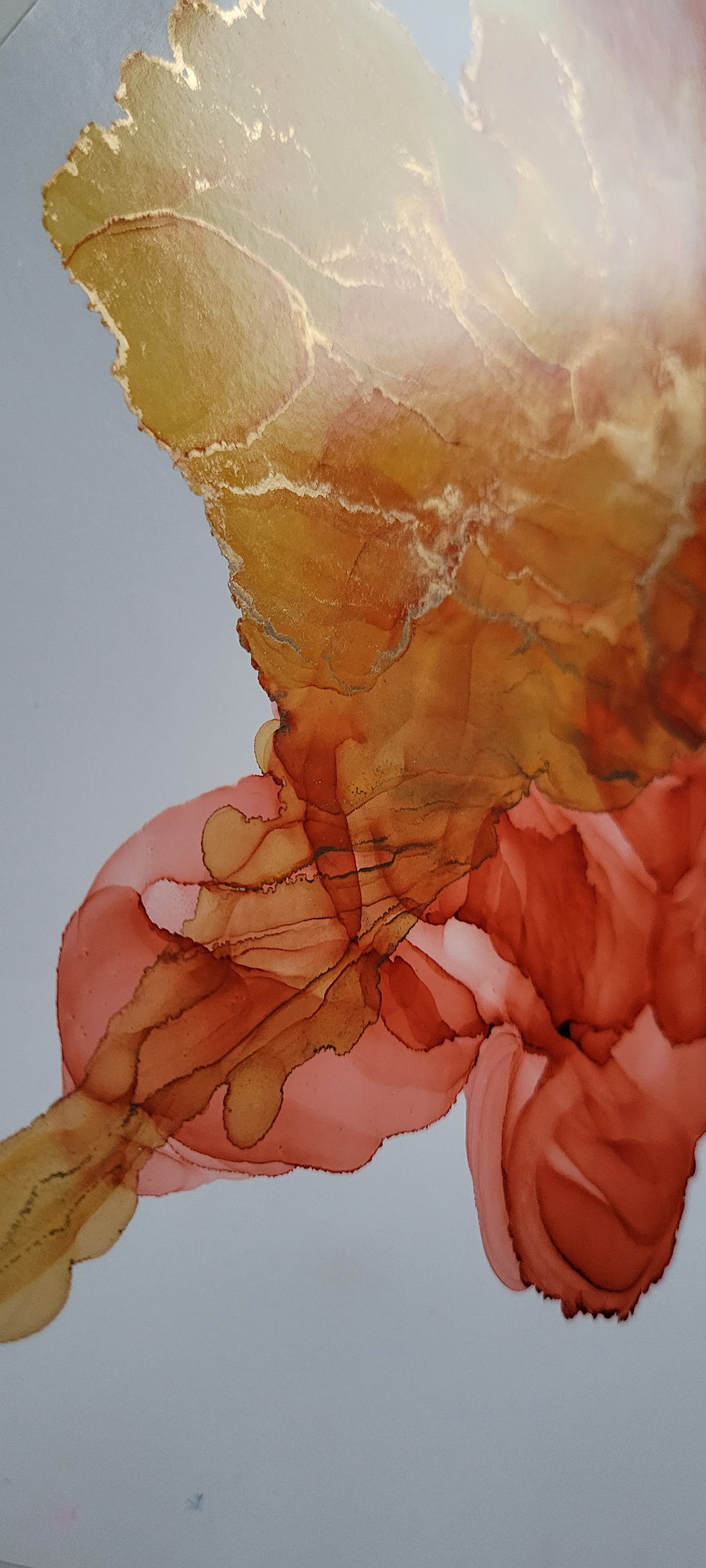 Thumbnail: Carried by Hope abstract art with flowing orange and red colors.