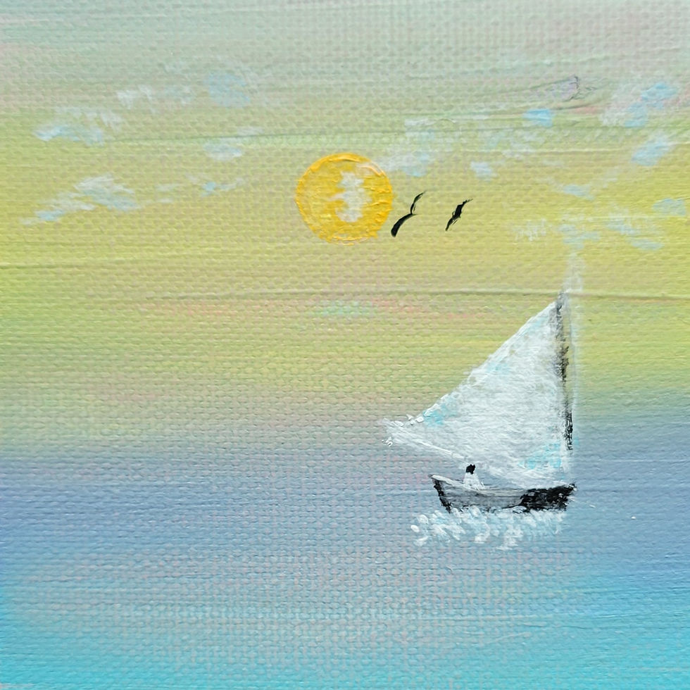 Miniatura: Carried by Hope canvas: sailboat under a sunny sky