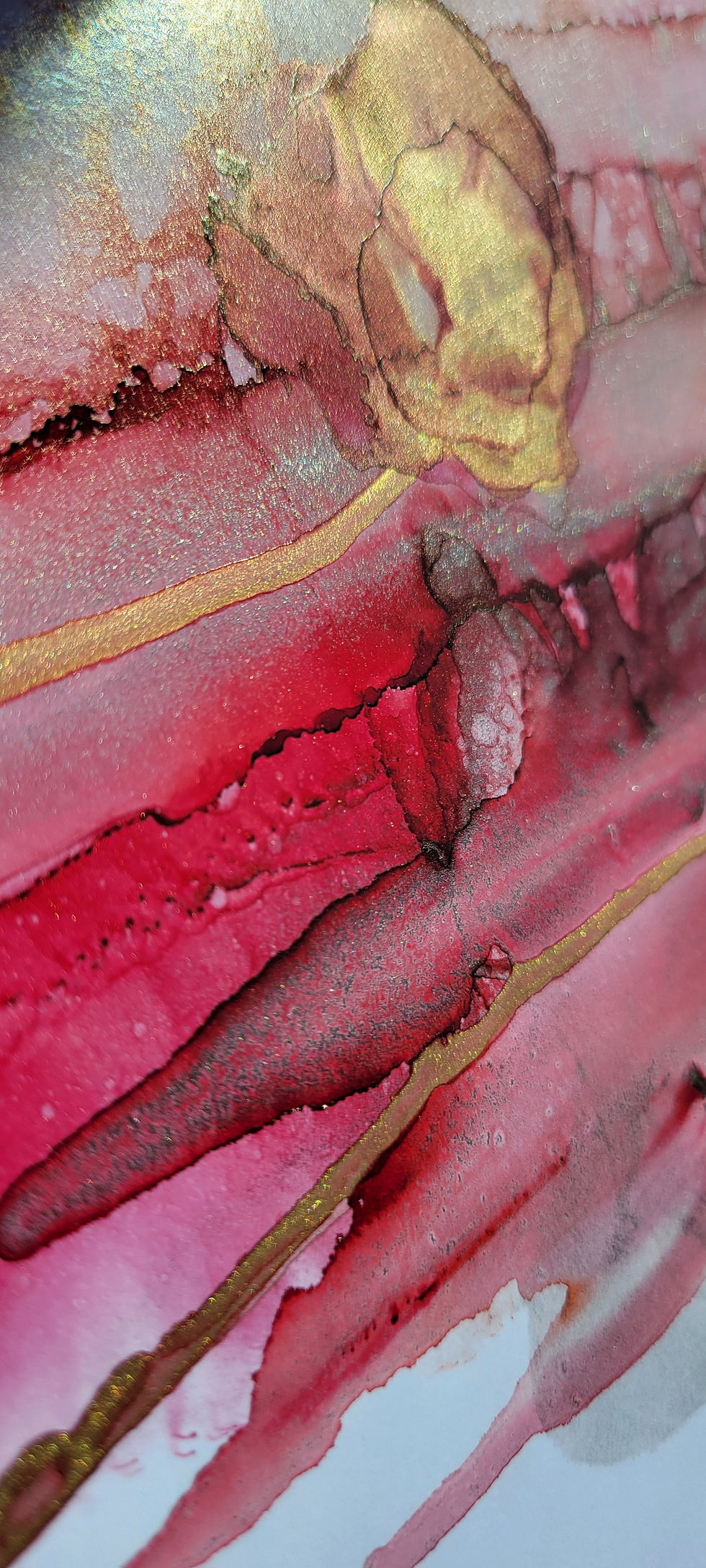 Miniatura: Abstract Carried by Hope canvas detail: red, black, gold