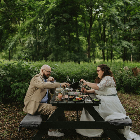Romantic elopement in a Danish forest, where couples marry surrounded by nature's beauty in Scandinavia.