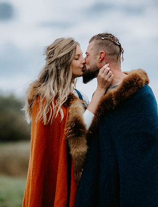 A couple performing Nordic Viking Wedding in Scandinavia, as they decided to get married abroad