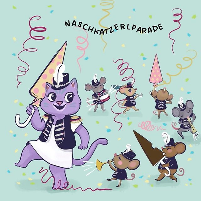 Parade mit lila Wiener Naschkatzerl und Mäusen Schokoschirmchen