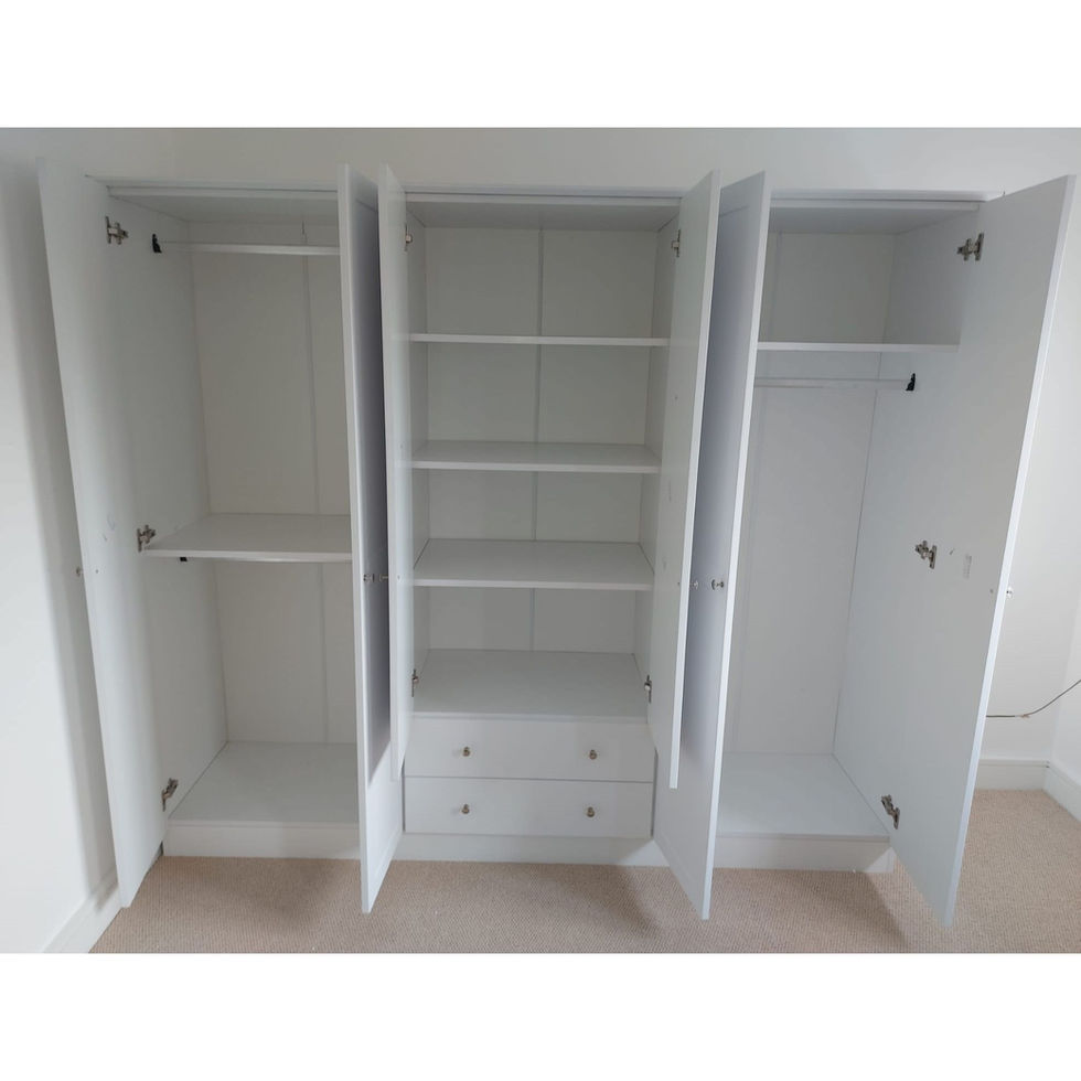 Inside the Zenio six door wardrobe from Vivense London