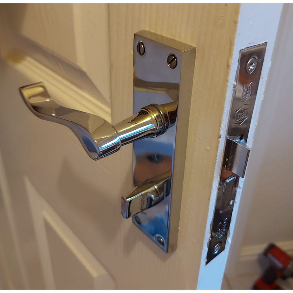 New lock and handle for bathroom door