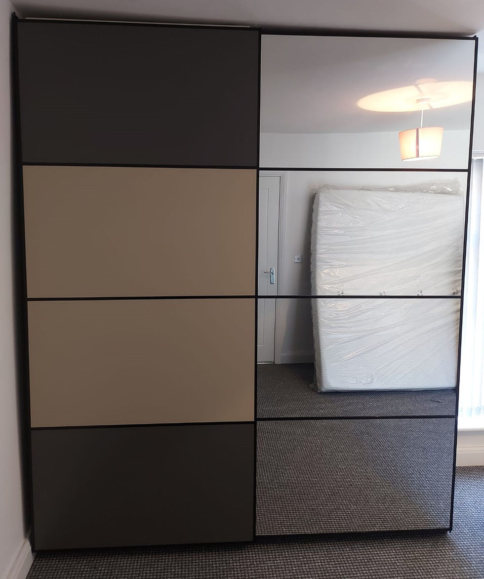 237cm high Ikea Pax/Mehmhn/Auli sliding door wardrobe