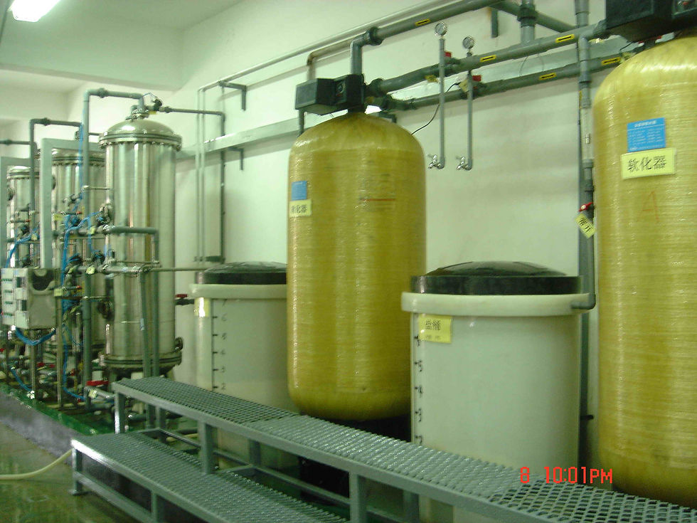 The automated softening system for bottle water production.