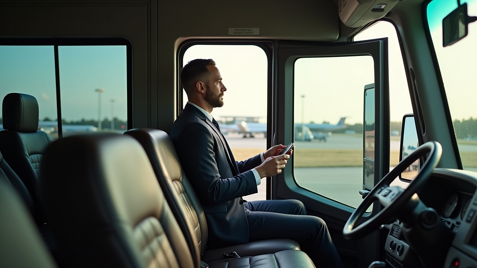 Close-up view of a shuttle driver opening the door for passengers at Sarasota airport