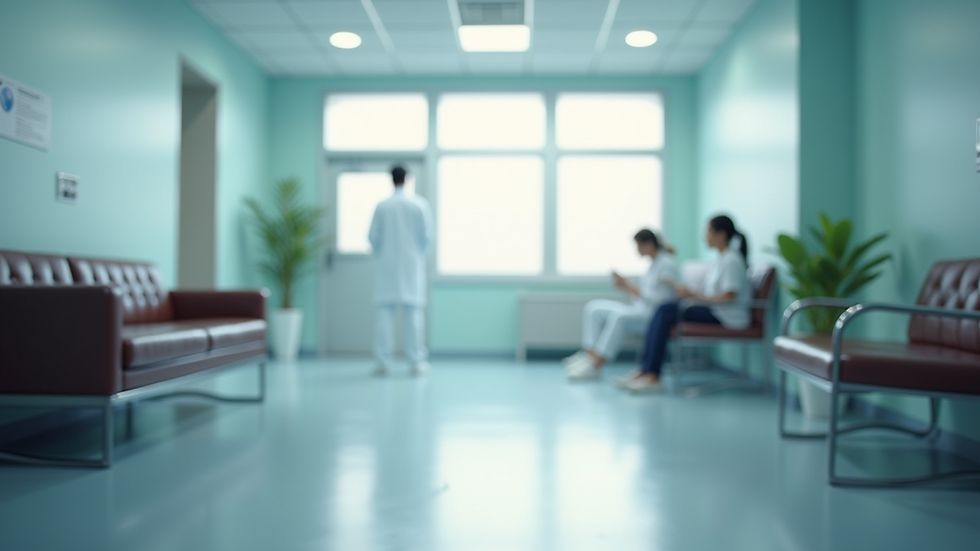 Eye-level view of a clean clinic waiting area