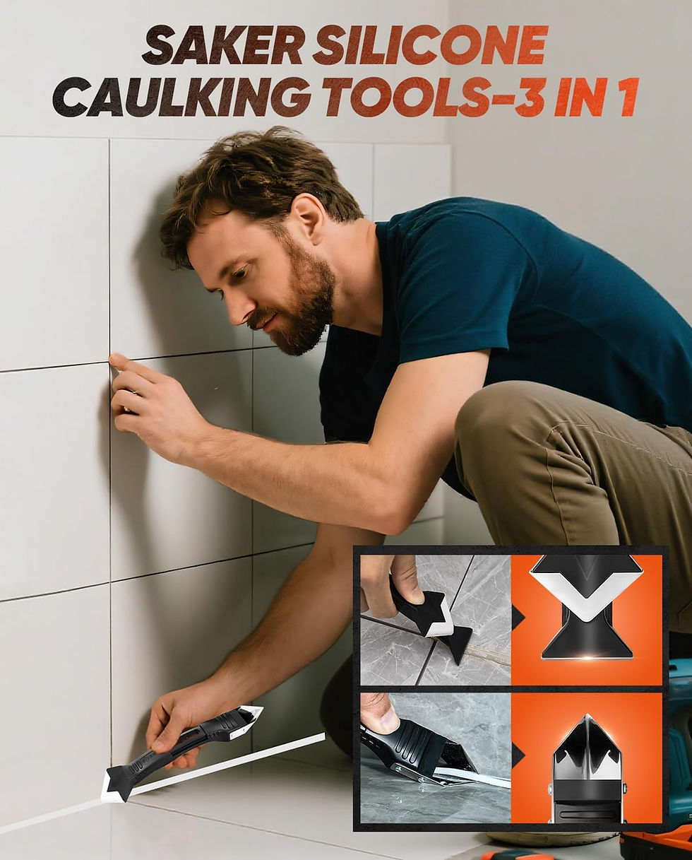 Thumbnail: Saker Silicone Caulking Tools-3 in 1 Sealant Finishing Tool Grout Remove Scrape