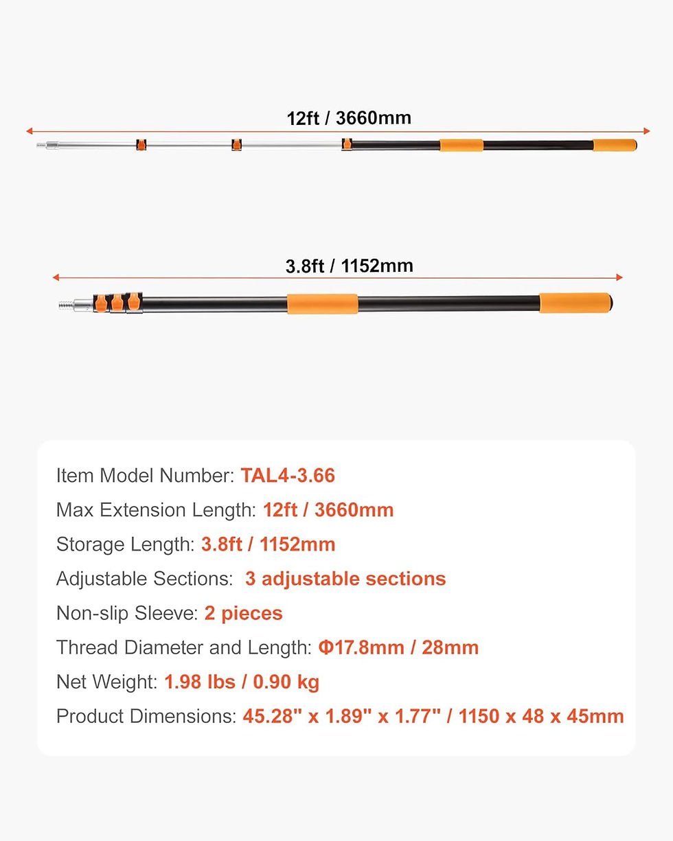Thumbnail: VEVOR Telescopic Extension Pole, 7-30 FT Multi-Purpose Extension Pole, Sturdy A