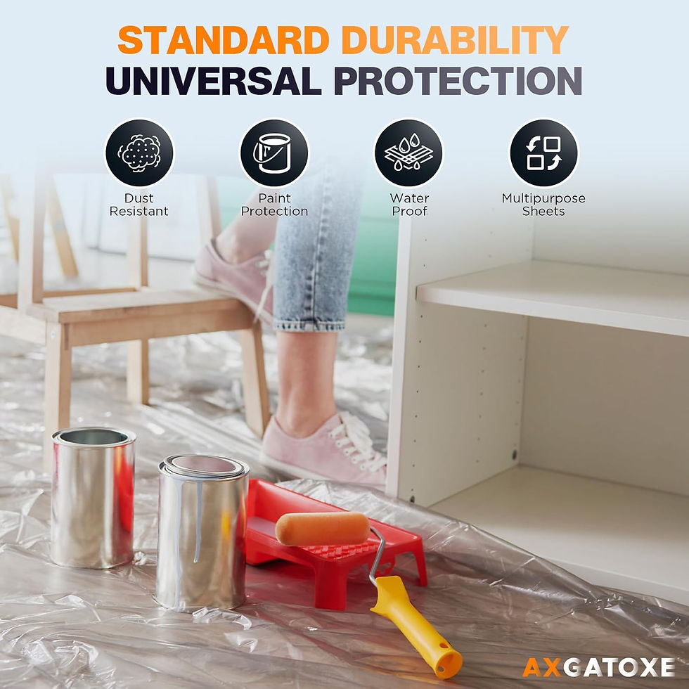 Thumbnail: 12 x 9 Ft Plastic Drop Cloths (6-Pack) - Disposable Painter's Sheeting & Tarps 