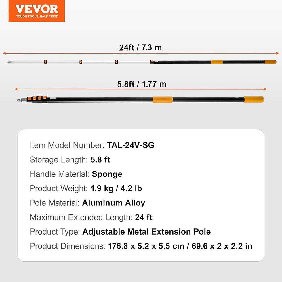 Thumbnail: VEVOR Telescopic Extension Pole, 7-30 FT Multi-Purpose Extension Pole, Sturdy A