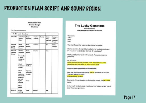 Production Plan Script and Sound Design