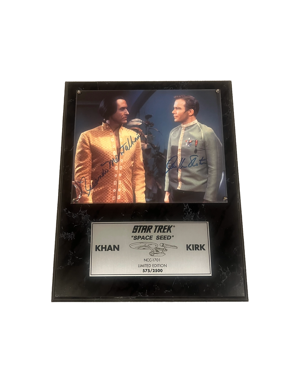 Thumbnail: Star Trek “Space Seed” Signed Plaque  William Shatner & Ricardo Montalban