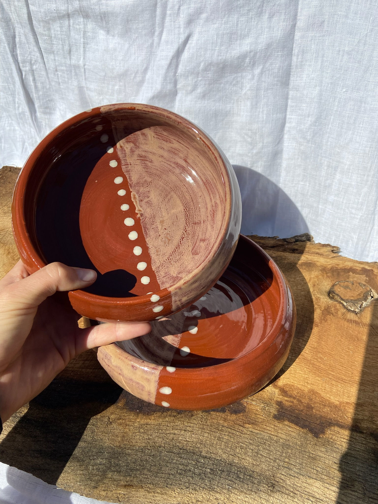 Brown pasta bowl set