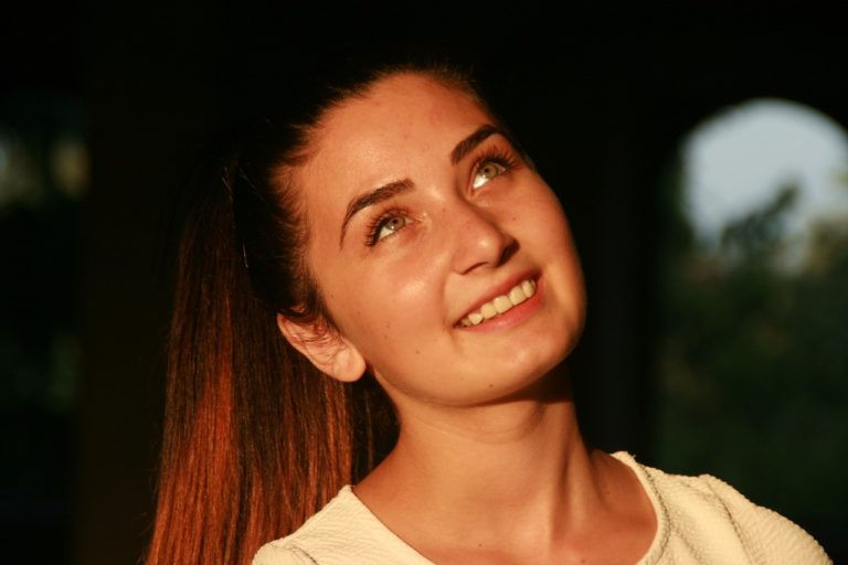 woman looking up