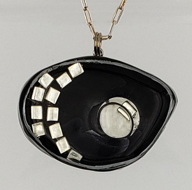 Thumbnail: Silver Cube Crystal Geode Necklace