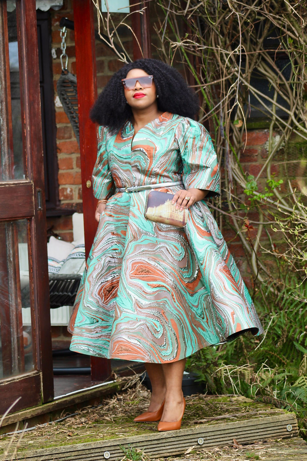 Thumbnail: Brocade full flare mid-dress