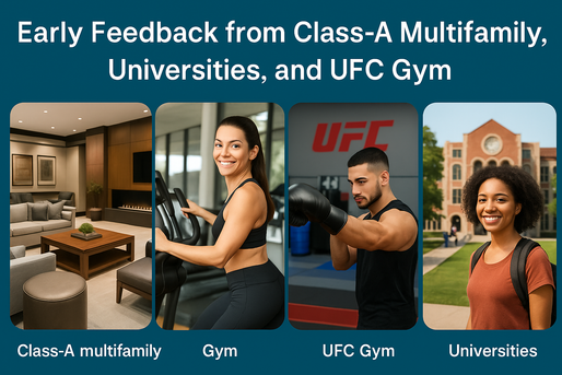 Oomnee Inc. Class-A multifamily properties    UFC-branded fitness centers    University campuses  The goal: to test demand, placement feasibility, consumer appetite, and unit economics before committing to engineering prototypes.