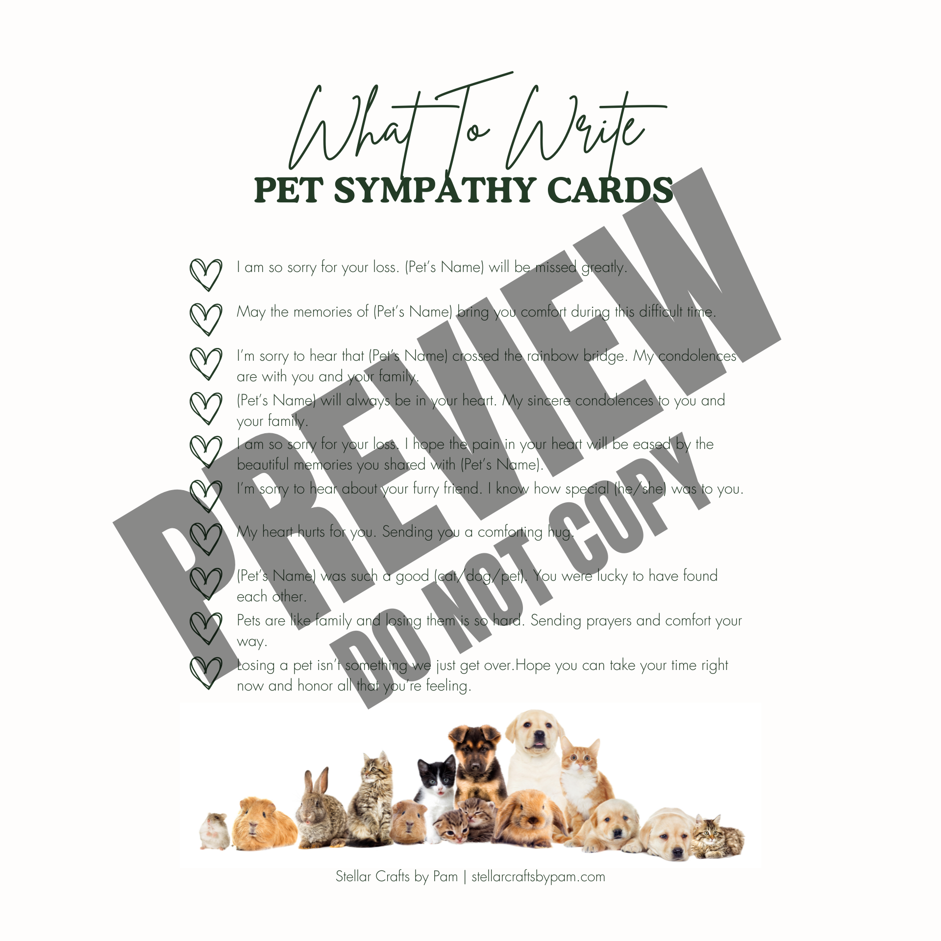 What To Write - Pet Sympathy Cards