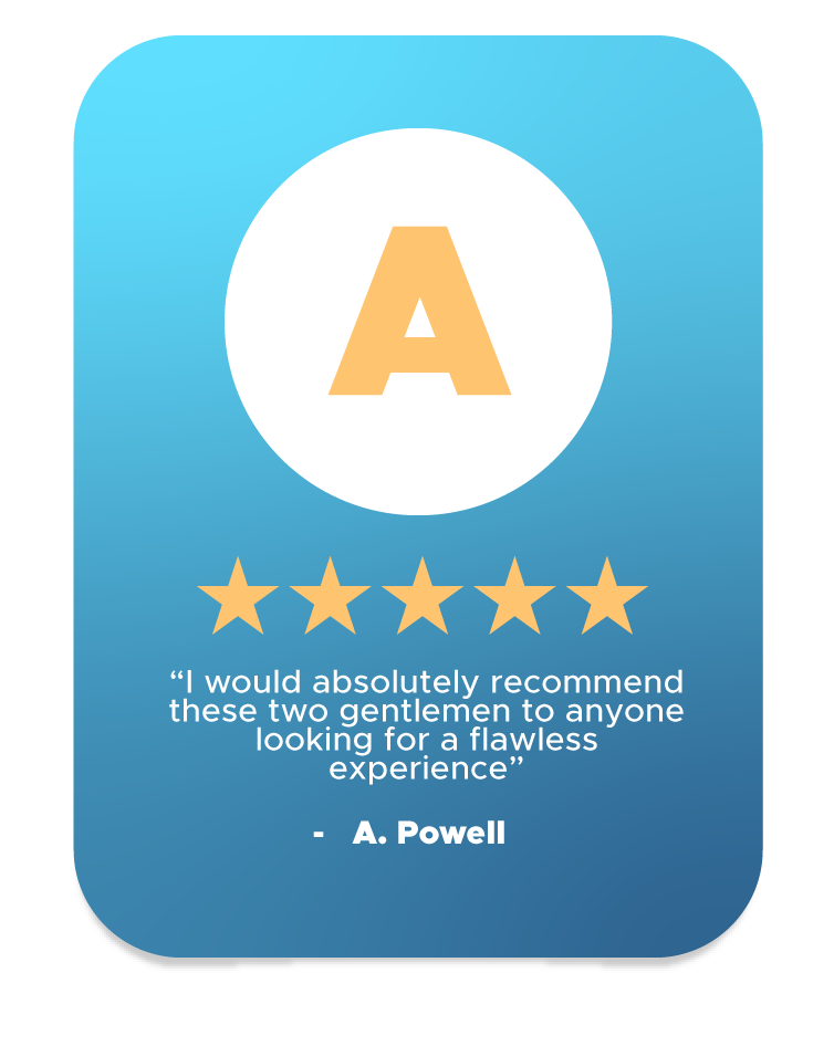 Five-star testimonial from A. Powell highlighting Keith Concepts' flawless service and professional expertise.