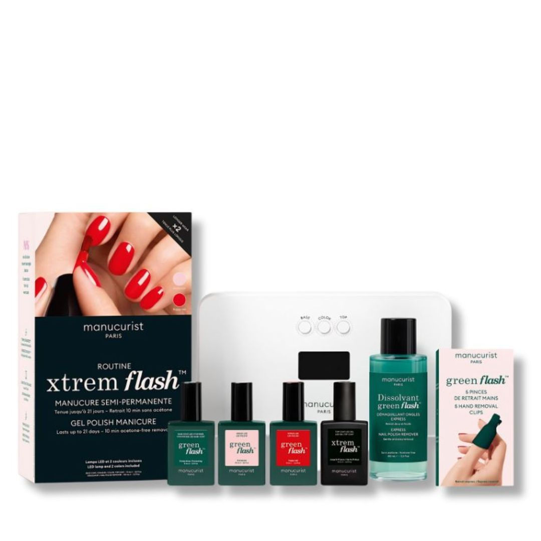 MANUCURIST Coffret Routine Xtrem Flash avec routine complète de vernis semi-permanent LED