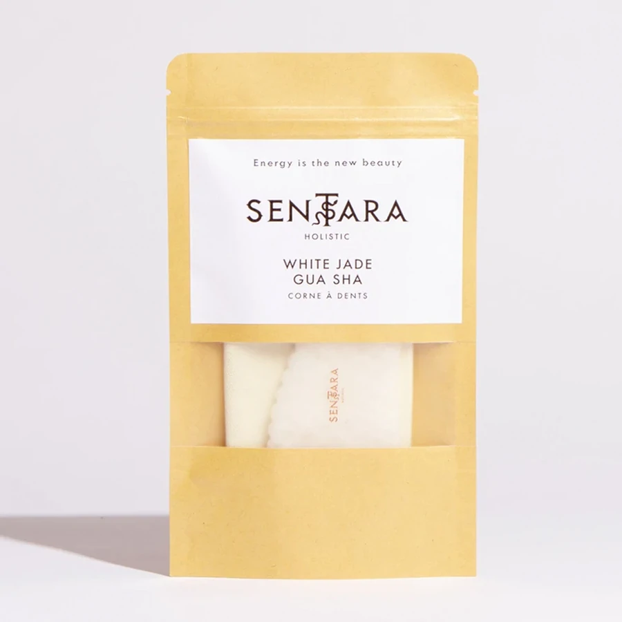 Miniature : SENTARA Gua Sha Corne à Dents - Jade Blanc