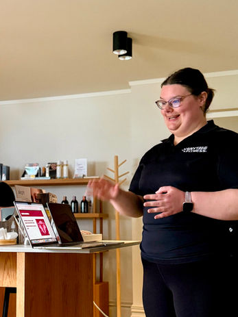 Hannah Mitchell speaking during a presentation.