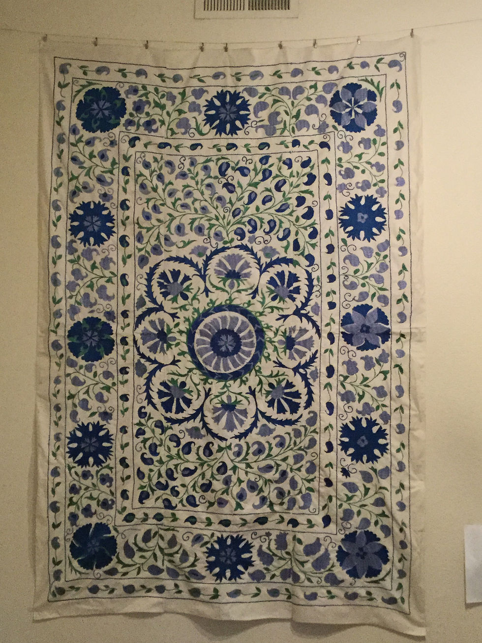 Blue-Green Harmony Suzani Medium Wall/Bedcover