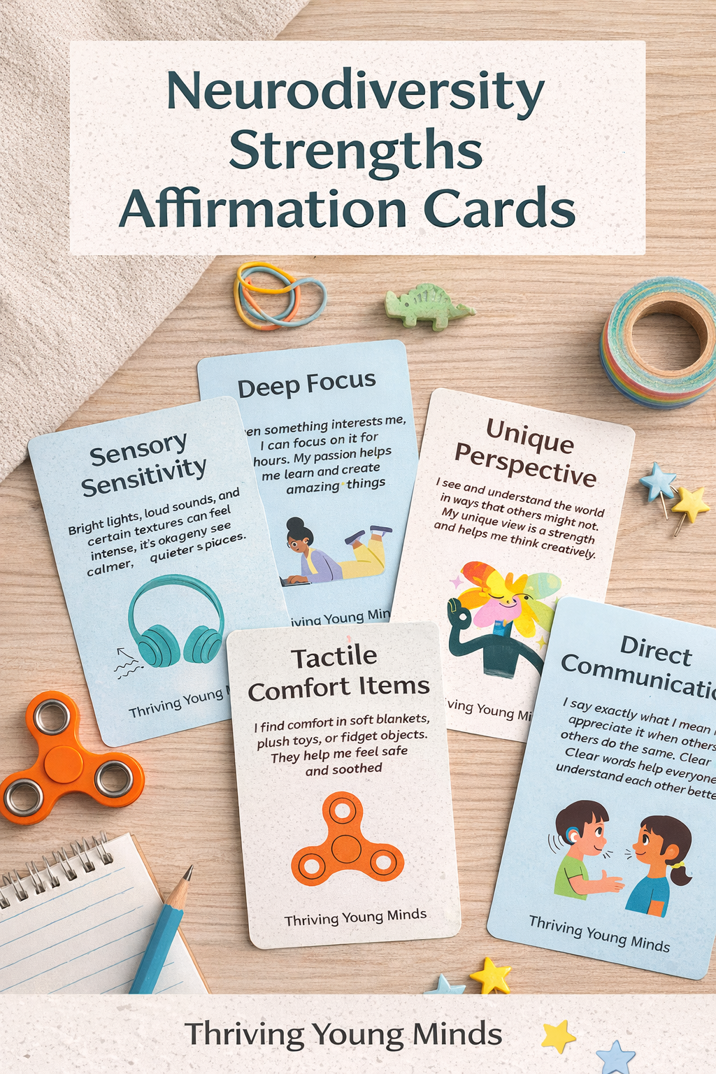 Neurodivergent Strength & Support Cards | Printable Deck for Kids, Parents, and