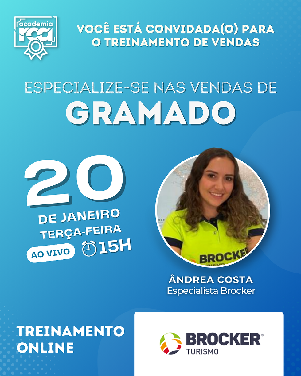 🎓🌄 Treinamento Online RCA – Vendas de Gramado com a Brocker