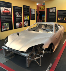 Body of an unfinished Ferrari on display in Maranello