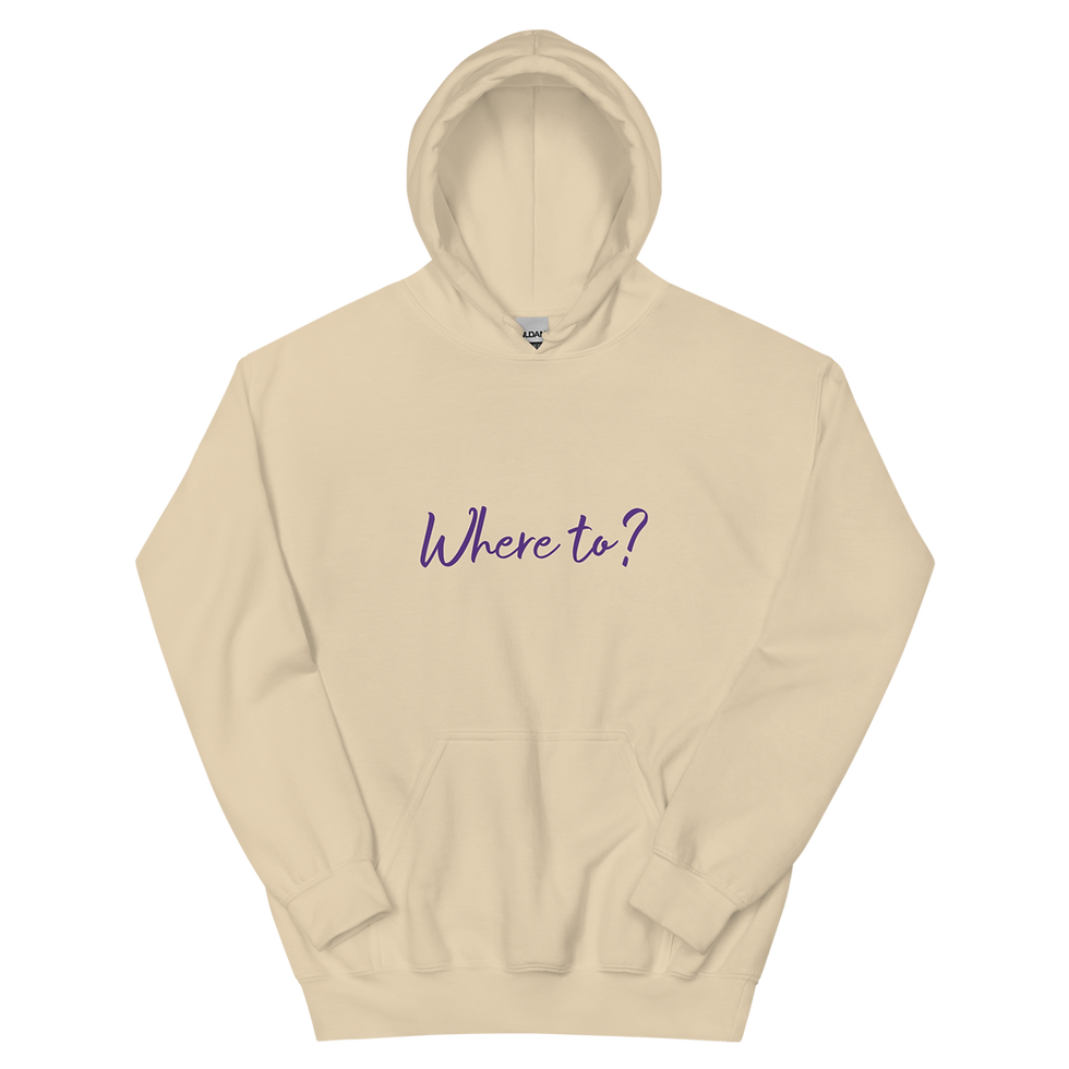 Thumbnail: Where to? Unisex Hoodie in Beige front view