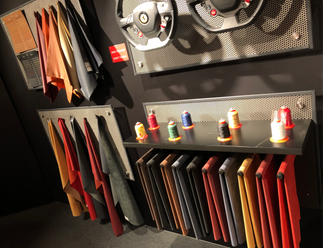 Color samples of Ferrari interiors.