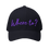 Thumbnail: Where To? Navy cap with purple embroidered lettering on the front and Purely Reserved in small Green lettered embroidery on the back, front view.